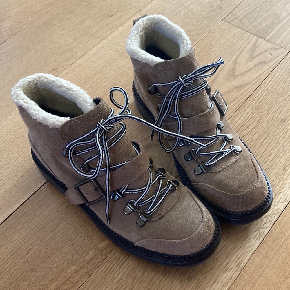 Marc Fisher shearling and suede boots, size 7